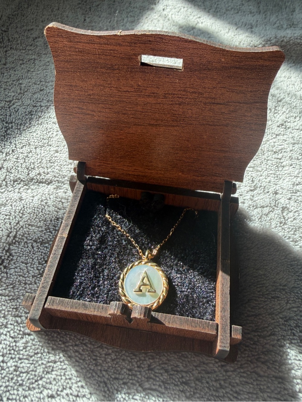 Gold Initial 'A' Pendant Necklace - Gold Tone